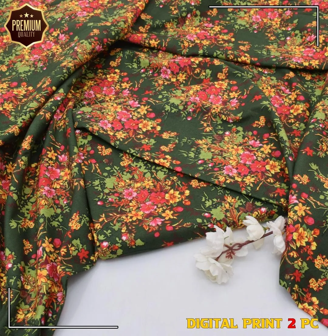 2 Pcs winter collection Women's Unstitched Printed Suit