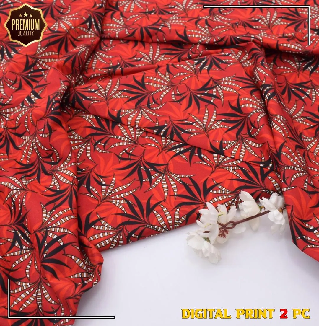 2 Pcs Women's Unstitched winter  Printed Suit