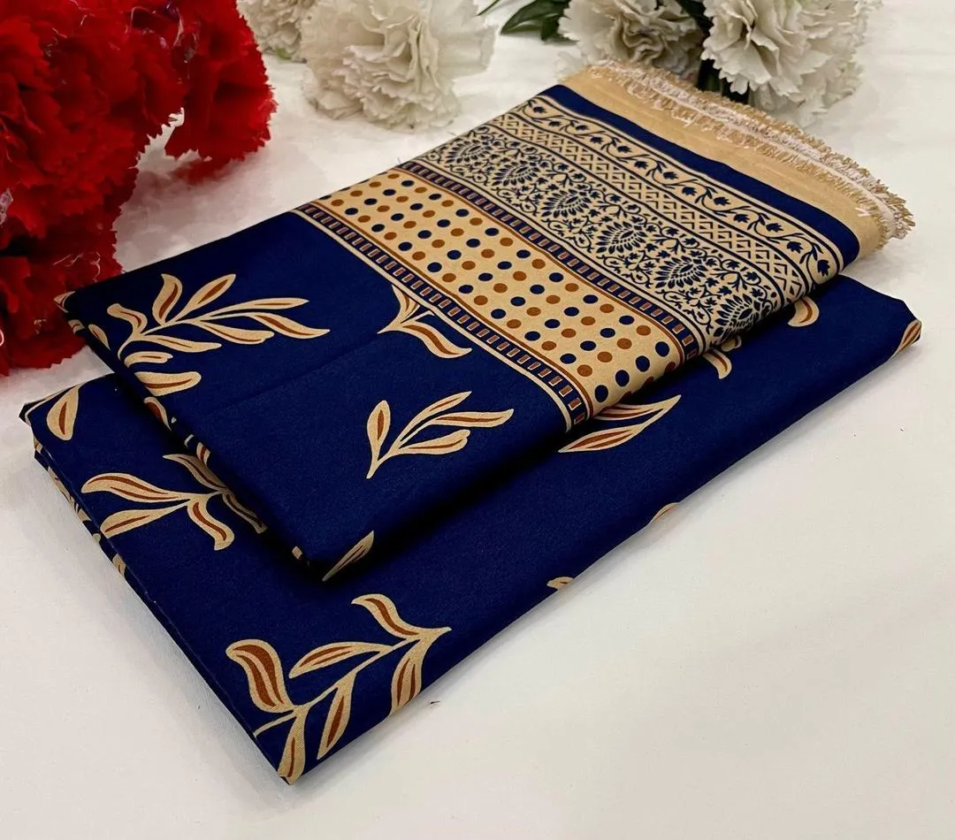 2 Pcs Women's Unstitched winter Printed Suit