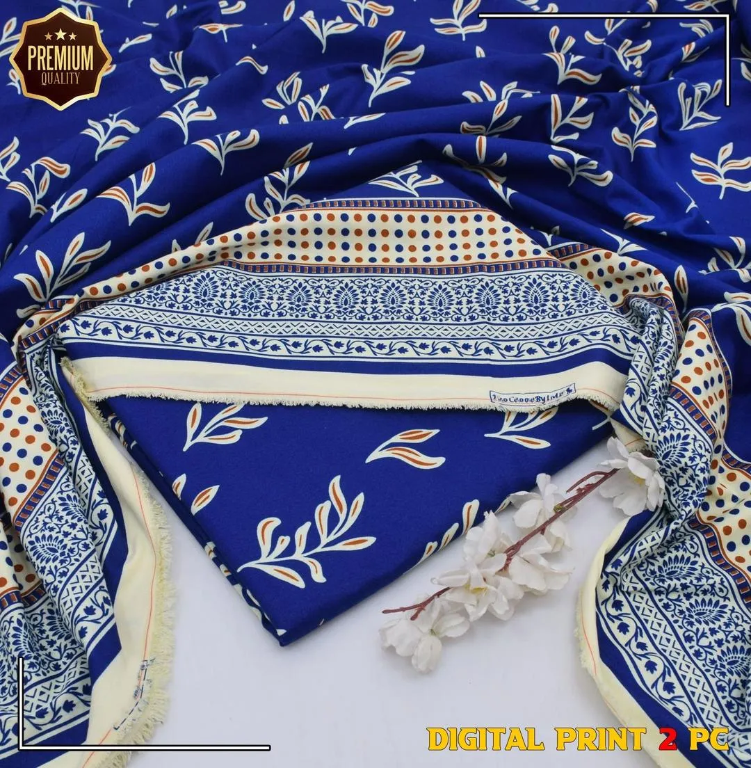 2 Pcs Women's Unstitched Printed winter Suit