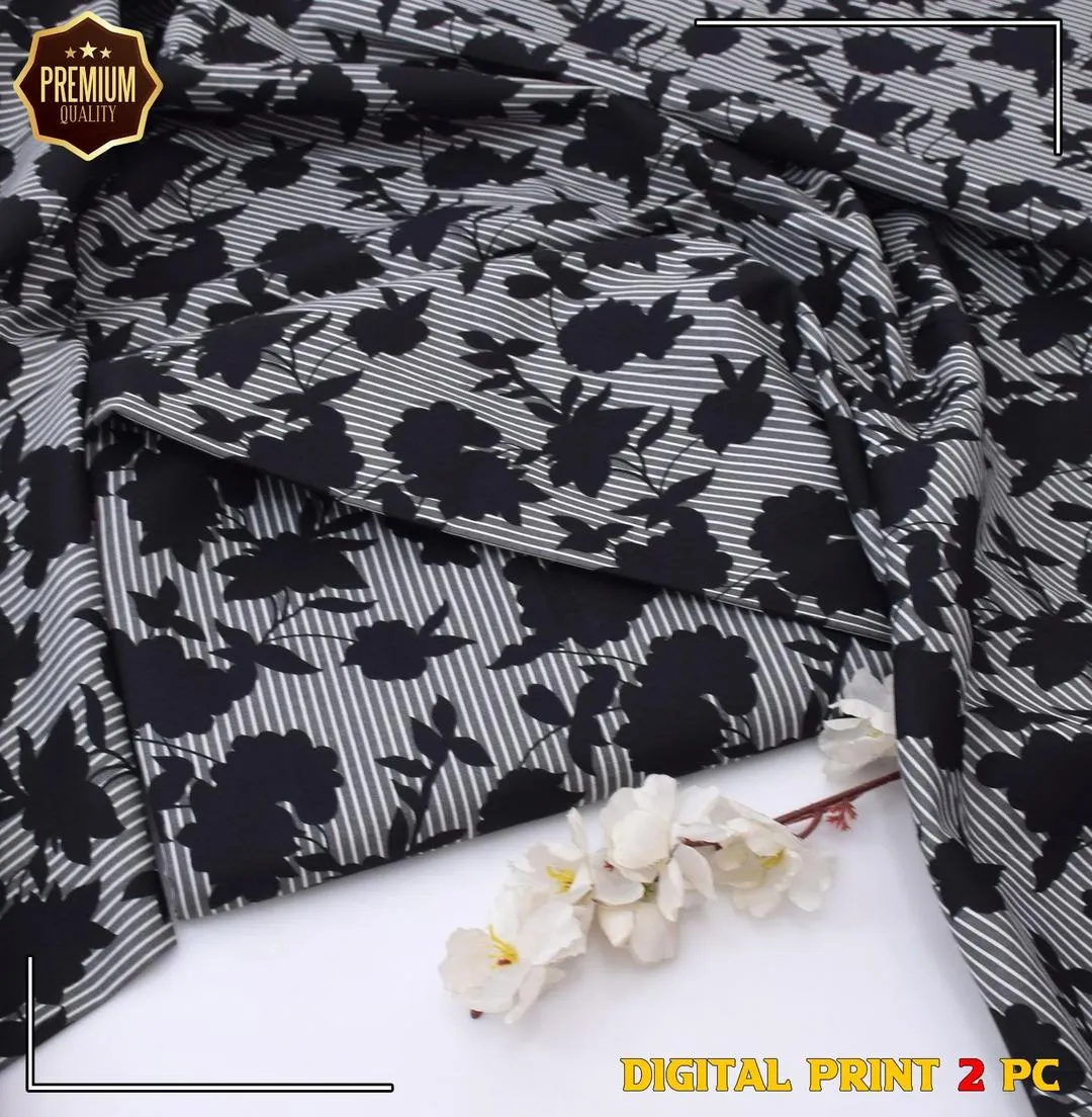 2 Pcs Women's Unstitched Printed winter Suit