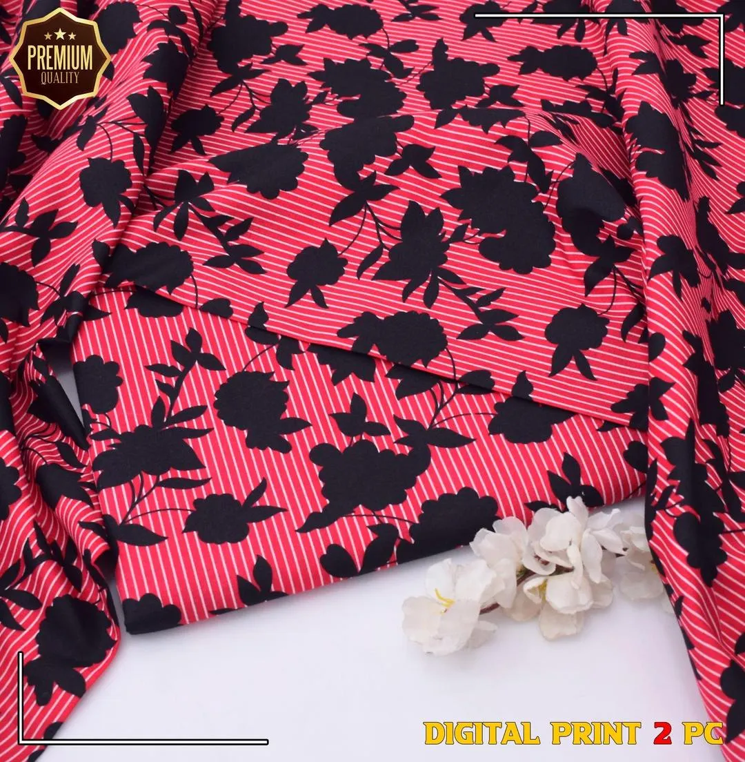 2 Pcs Women's Unstitched Printed winter Suit