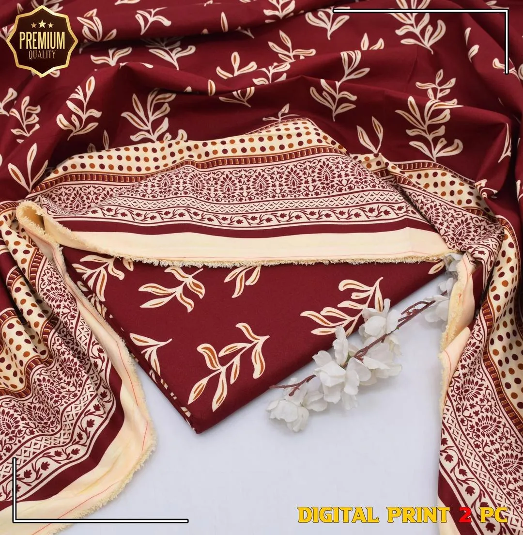 2 Pcs Women's Unstitched winter Printed Suit