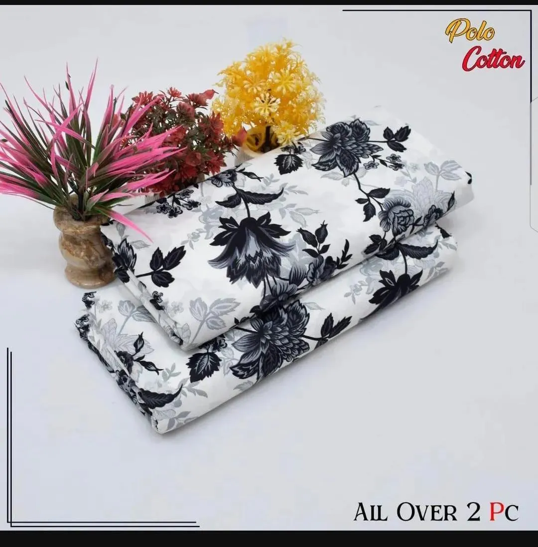 2 Pcs Women's Unstitched Printed Suit