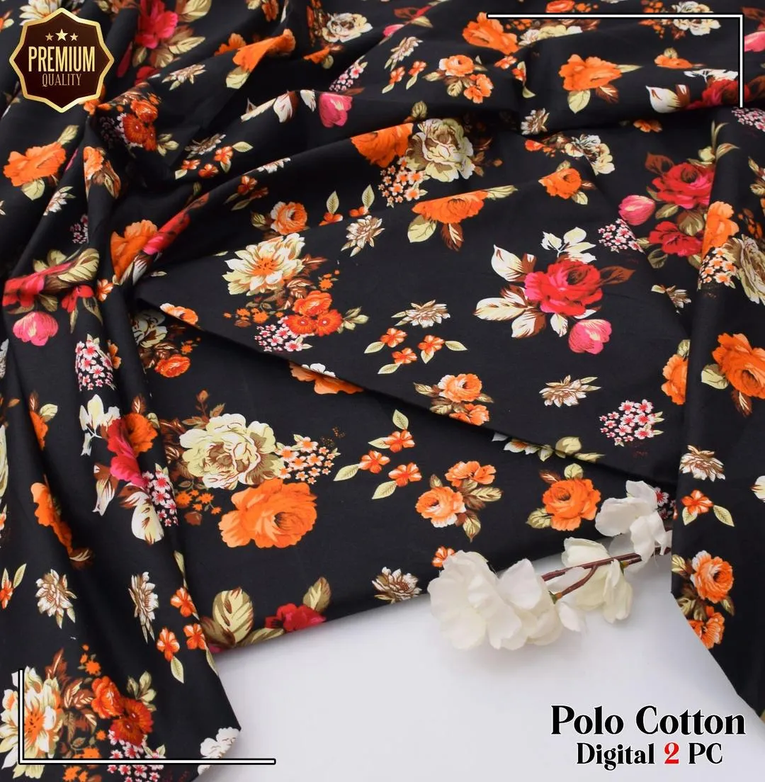 2 Pcs Women's Unstitched Printed Suit