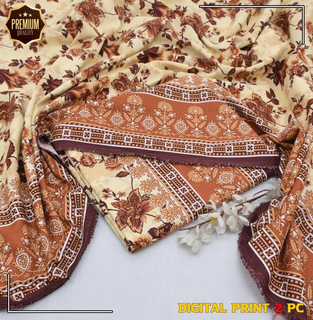 2 Pcs Women's Unstitched Printed Suit