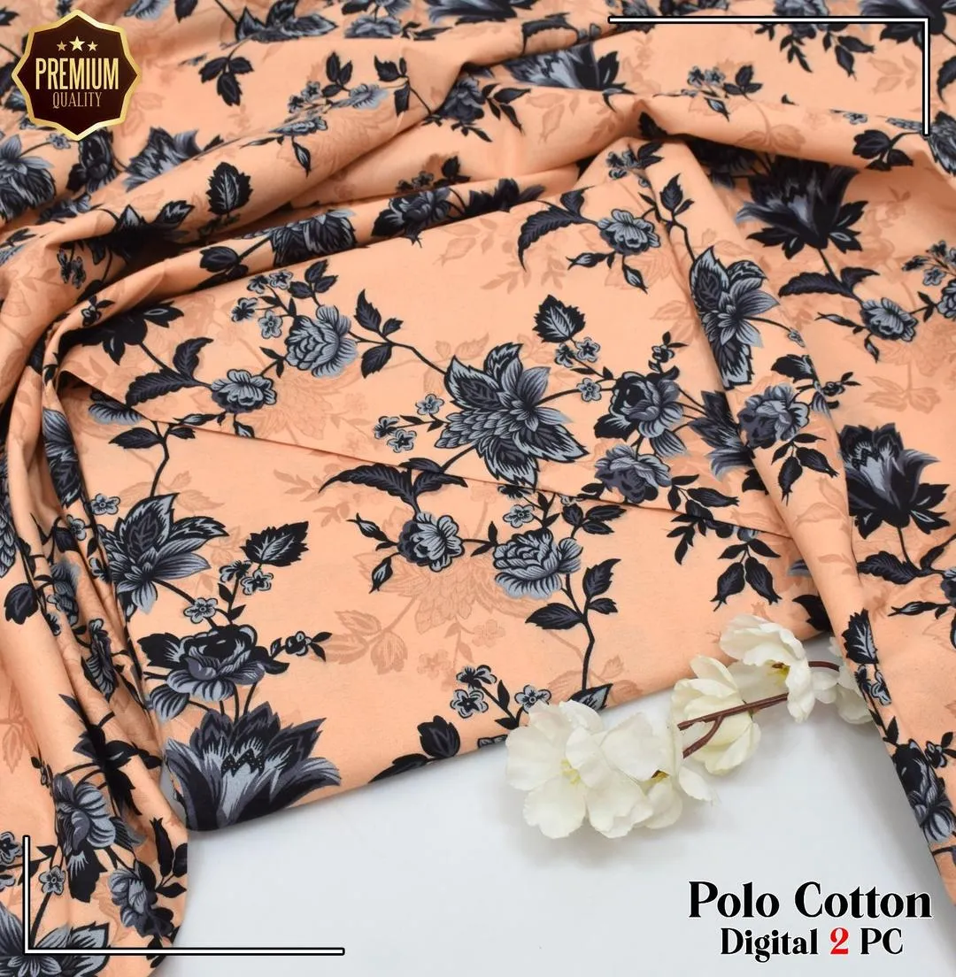 2 Pcs Women's Unstitched  Printed Suit