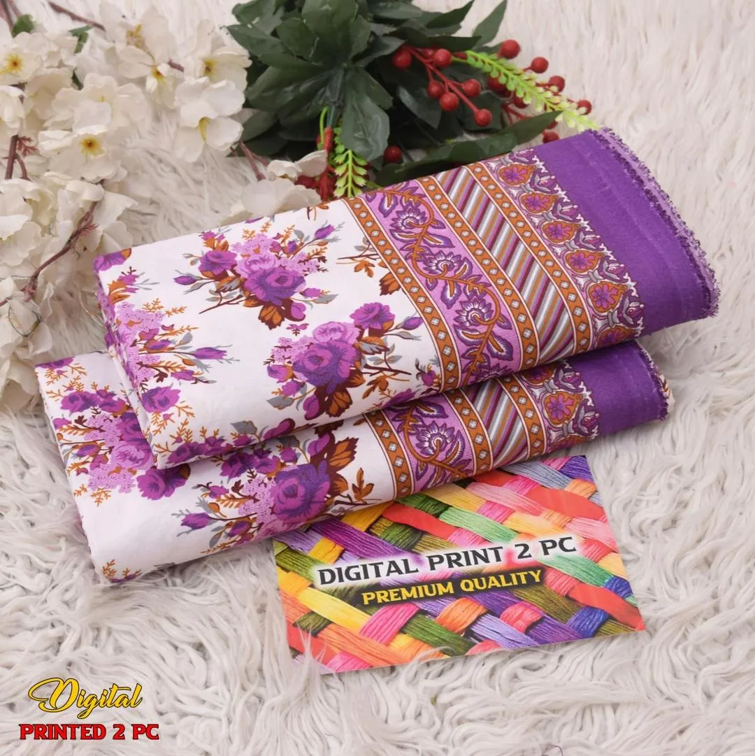 Women Printed Cotton Suit 2 Pcs Purple All Season view 2