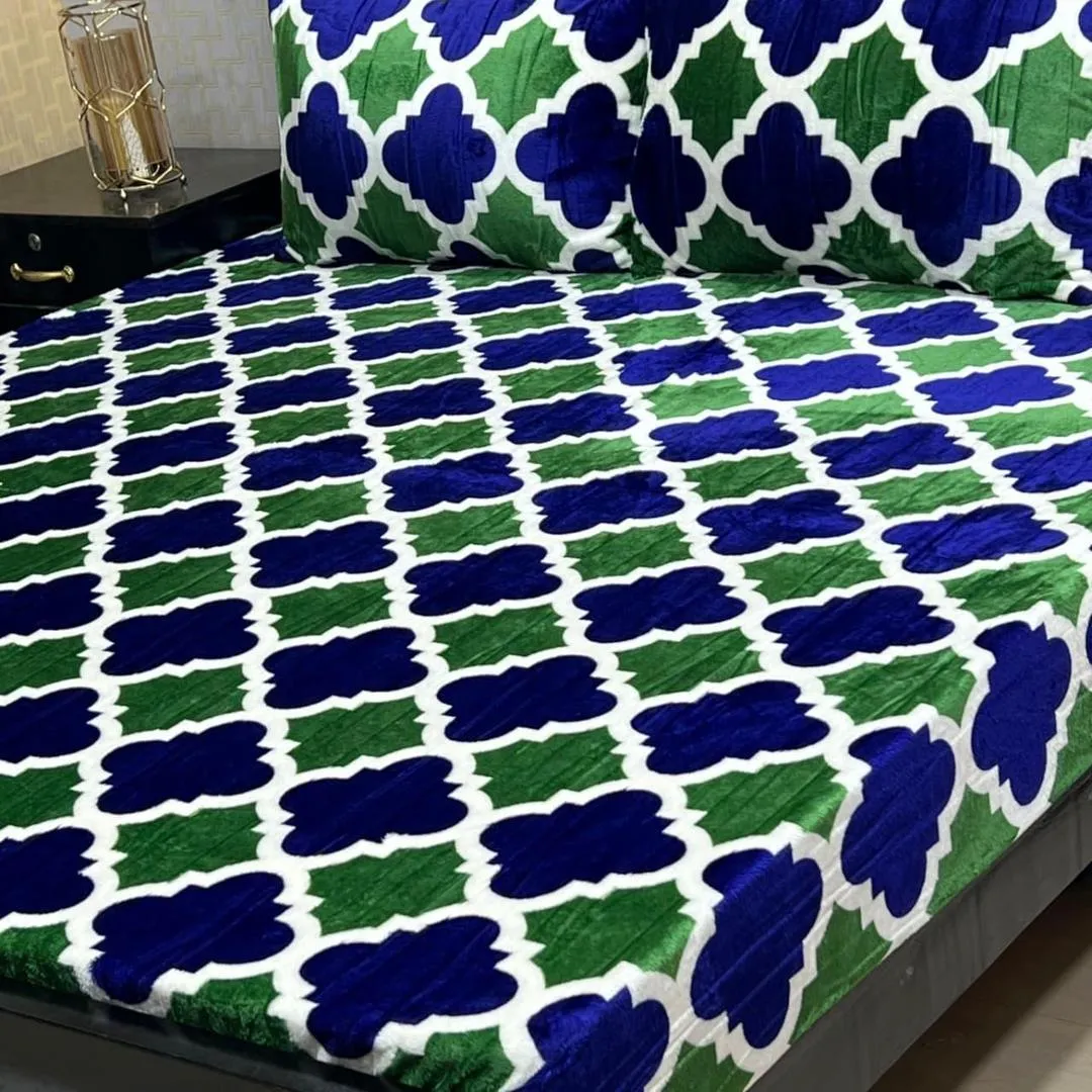 3 Pcs Fleece Printed Double Bedsheet