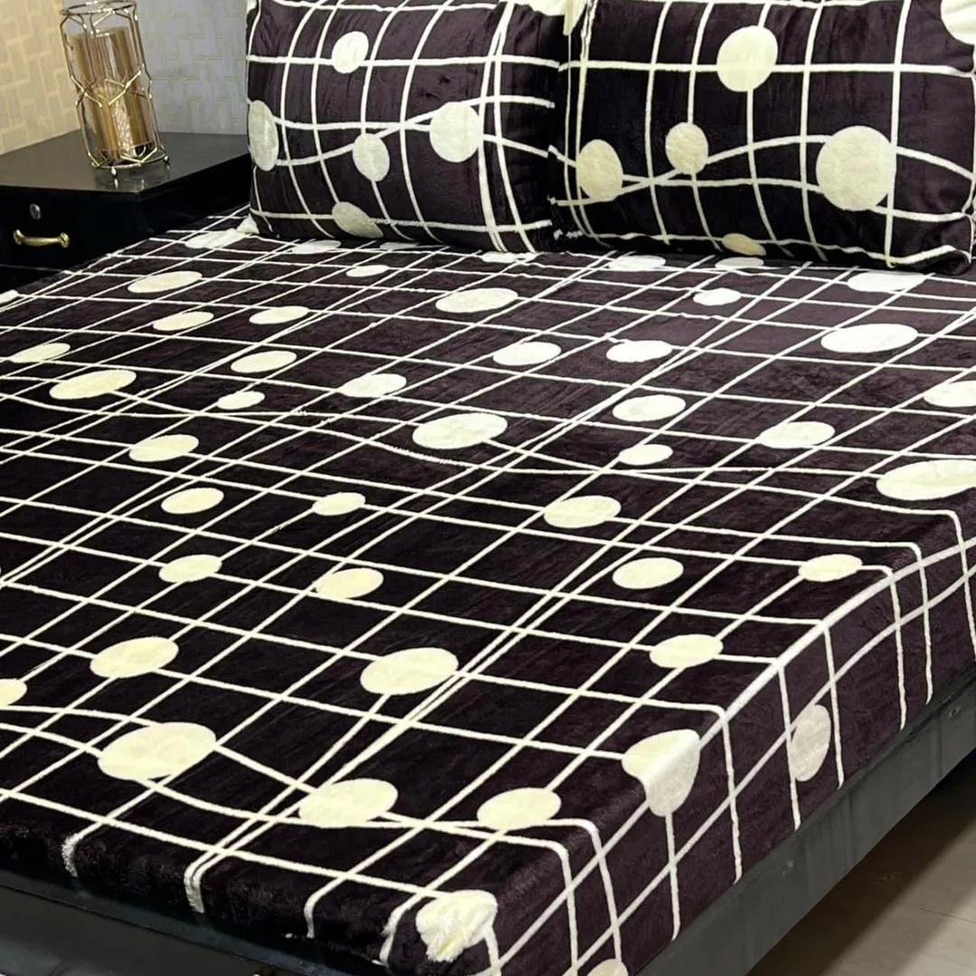 3 Pcs Fleece Printed Double Bedsheet