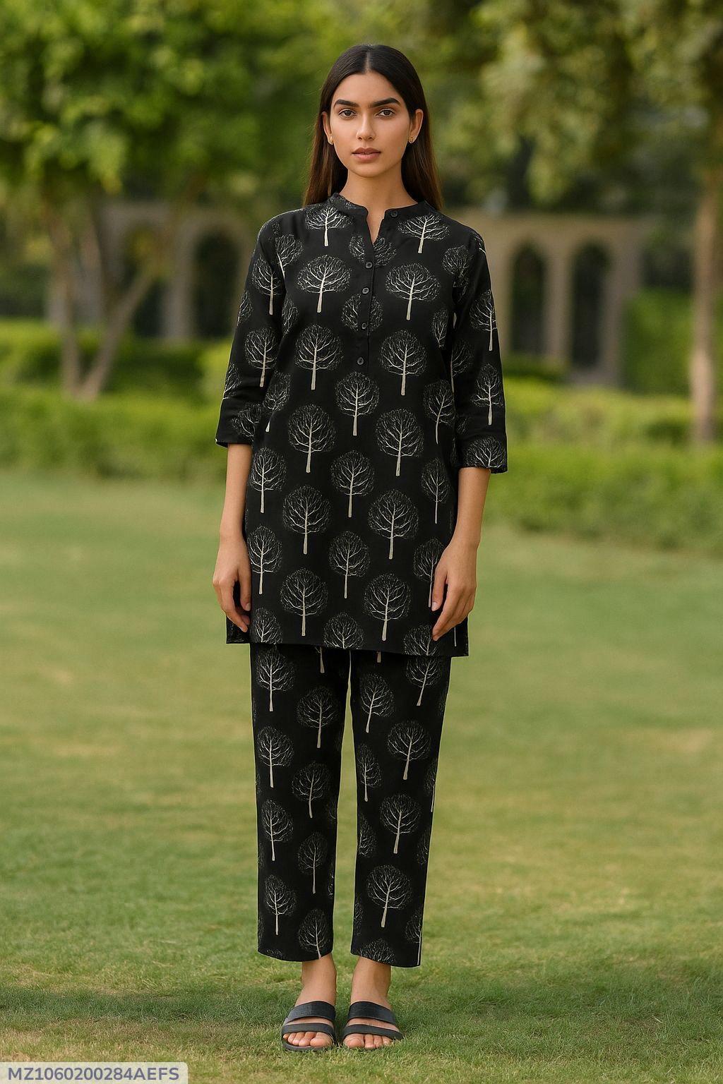 2 Pcs Women's Unstitched Printed Suit