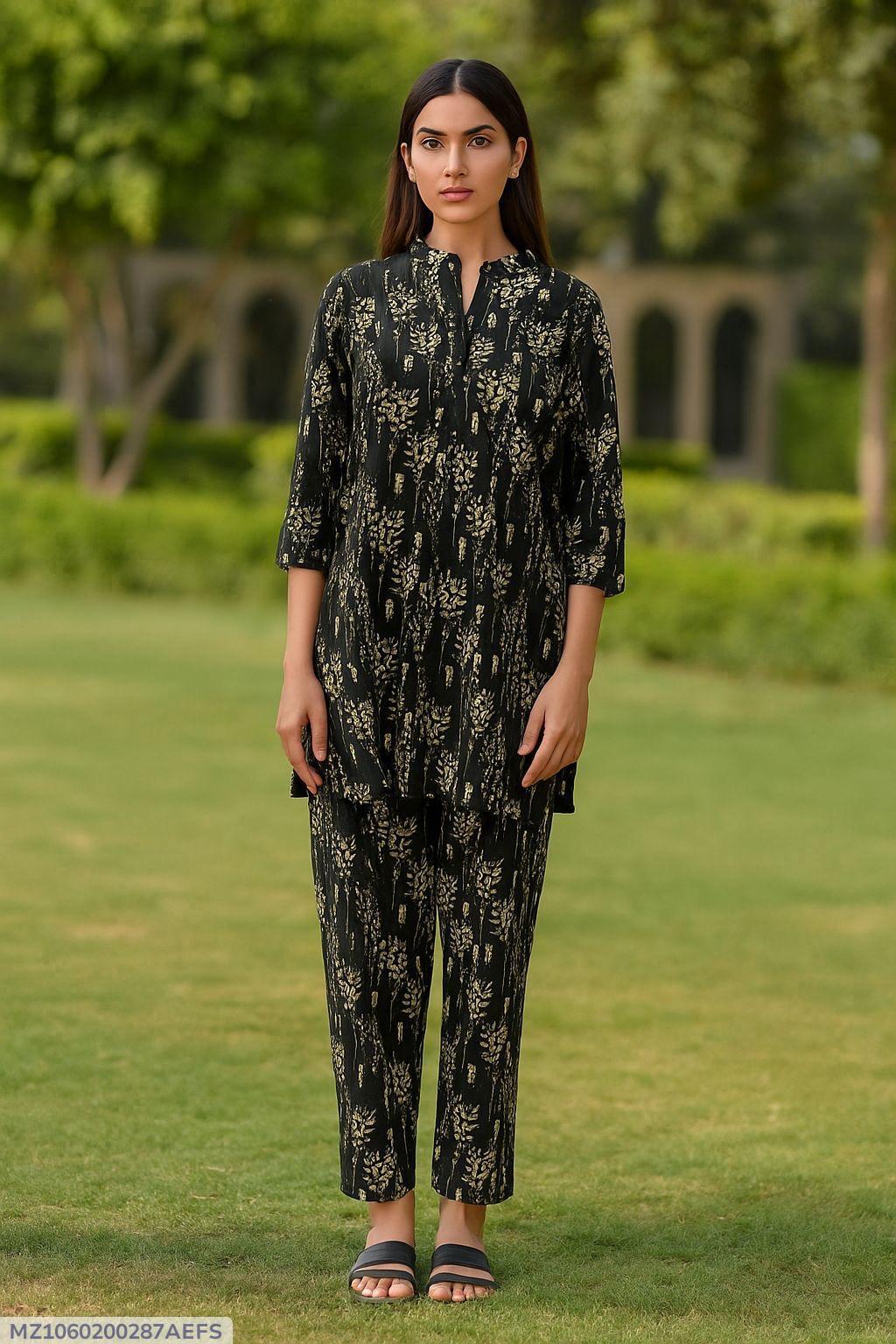 2 Pcs Women's Unstitched Printed Suit