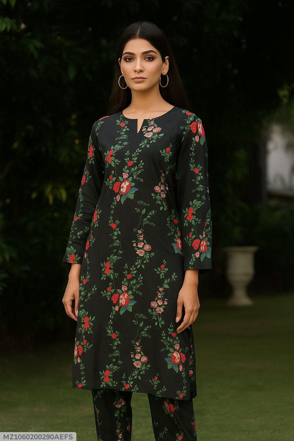 2 Pcs Women's Unstitched Printed Suit