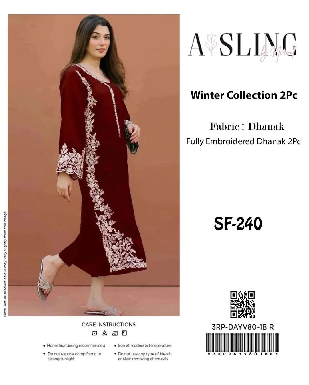 2 Pcs Women's Unstitched Embroidered Suit