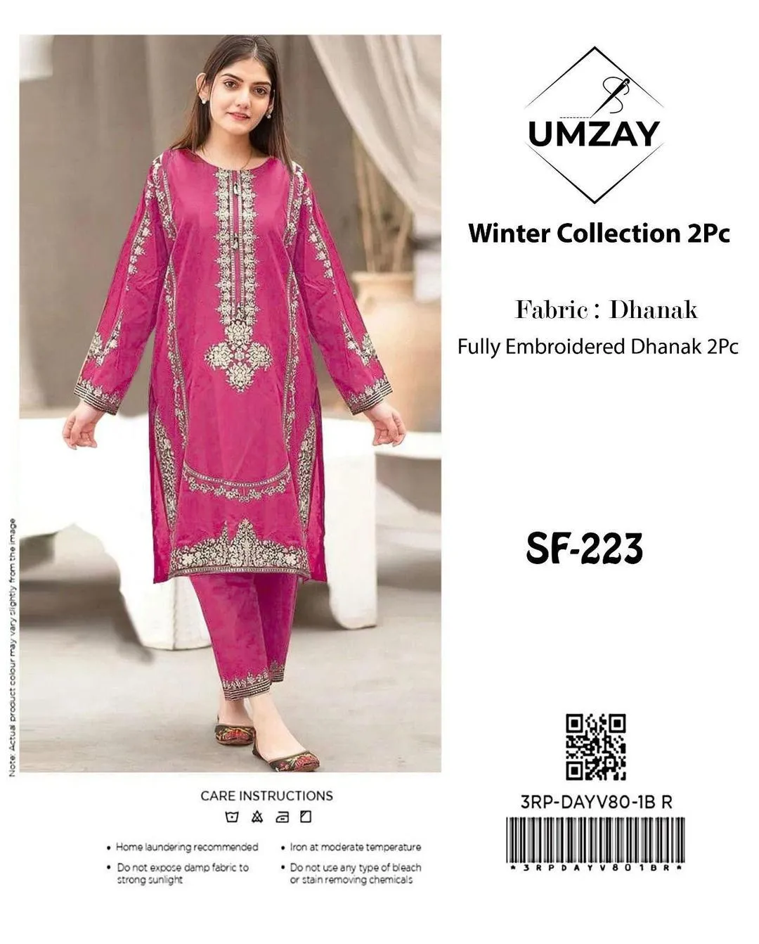 2 Pcs Women's Unstitched Embroidered Suit