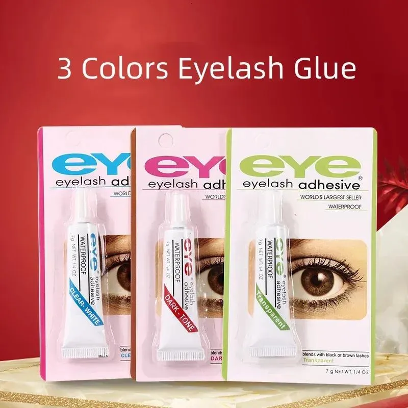 3 Pcs Waterproof Eyelash Glue (Transparent) - Strong Adhesive for False Eyelashes Makeup Tools - 7g