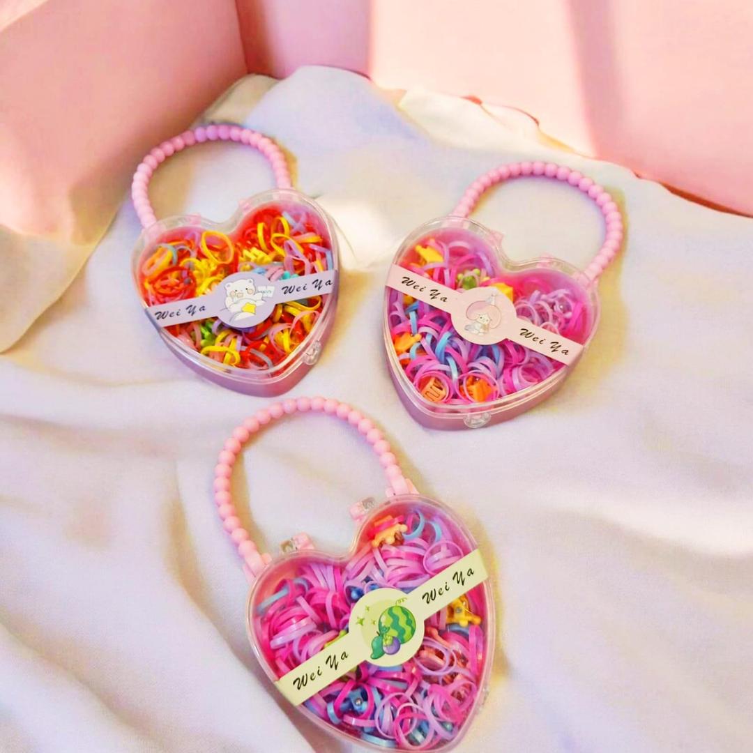 300 Pcs Printed Casual Hair Bands for Kid's - Multicolor Fun Accessories