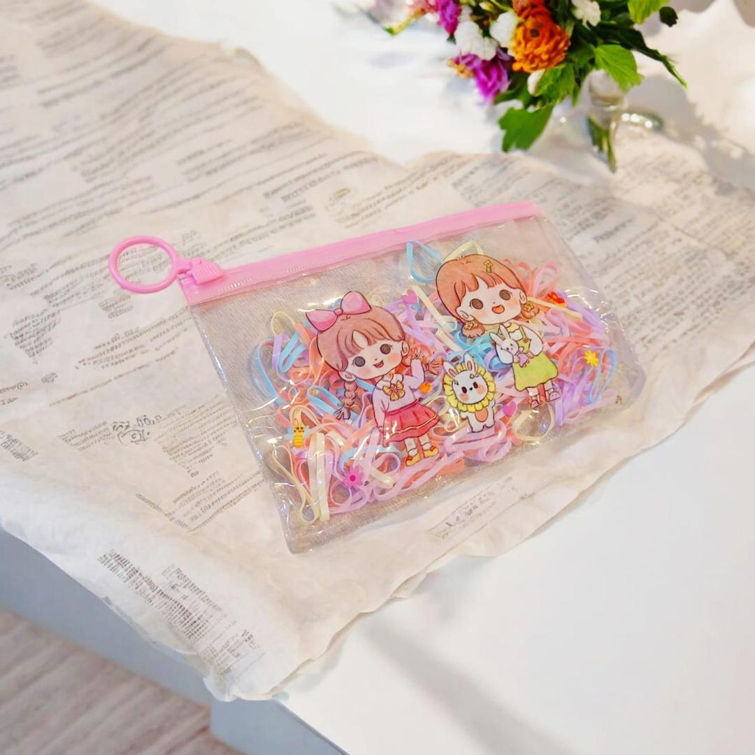 Colorful Printed Hair Bands for Kids - 200 Pcs Casual Accessories