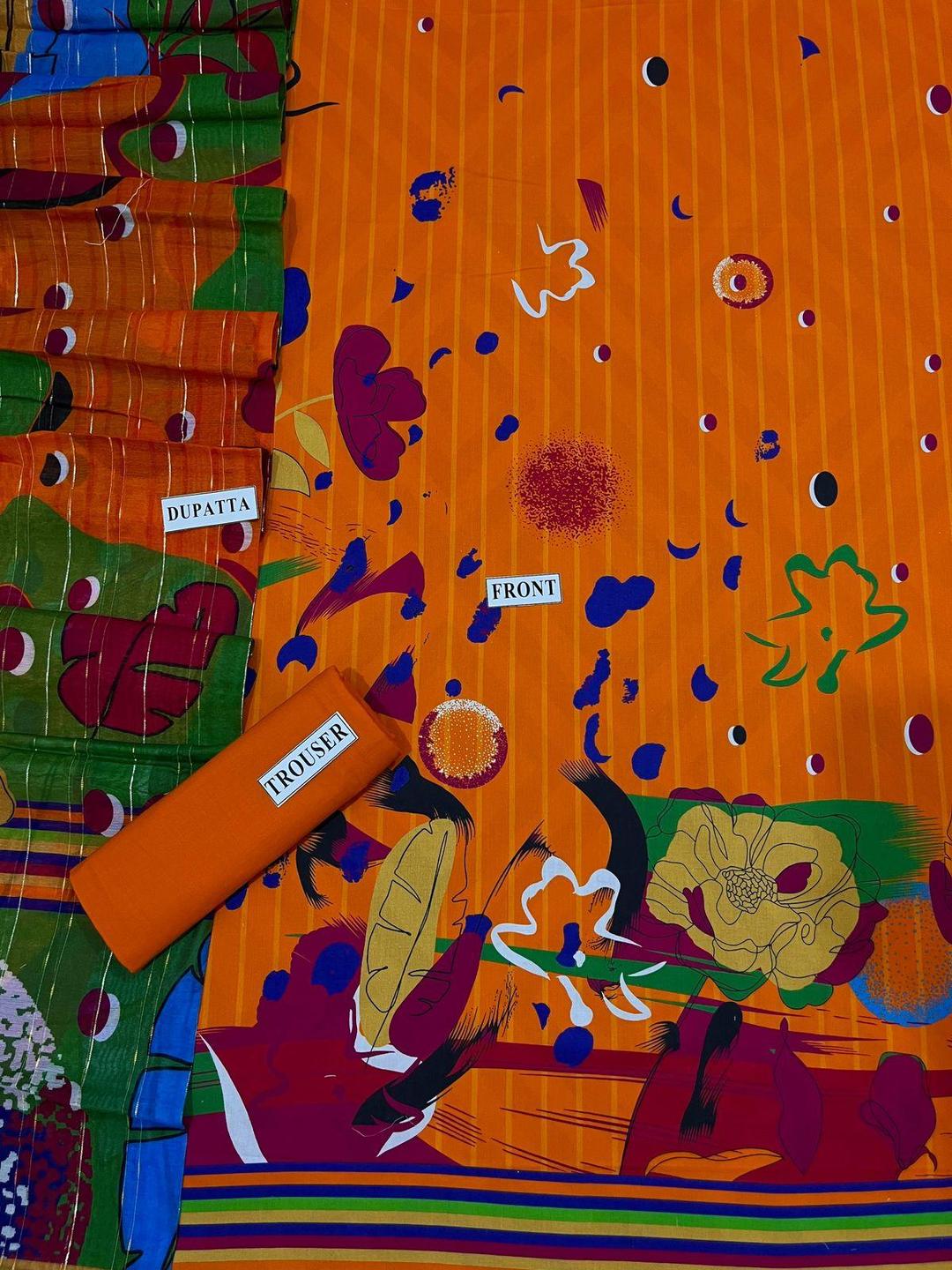 3 Pcs Women's Unstitched Digital Print Suit