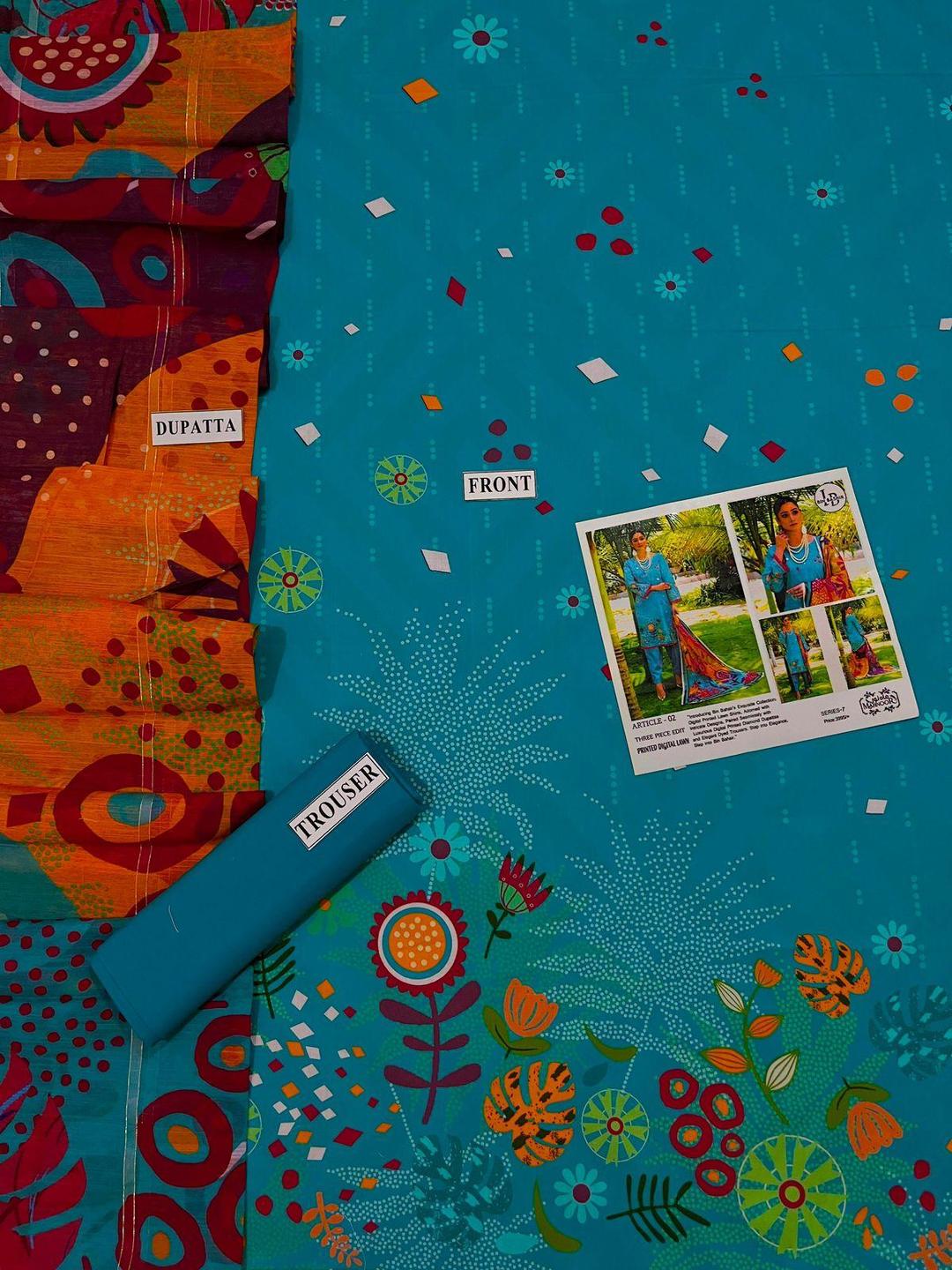 3 Pcs Women's Unstitched Digital Print Suit