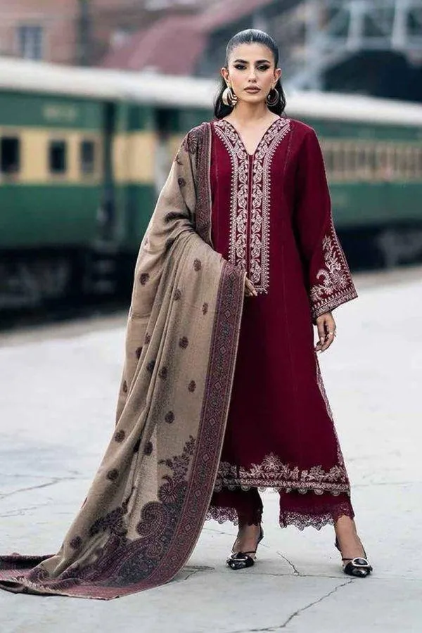 3 Pcs Women's Unstitched Embroidered Suit