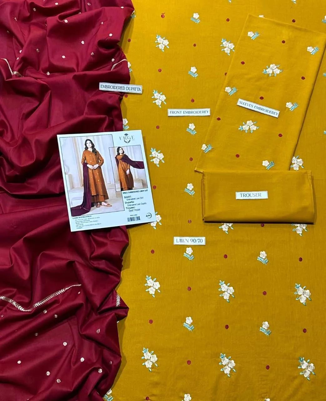 3 Pcs Women's Unstitched Embroidered Suit