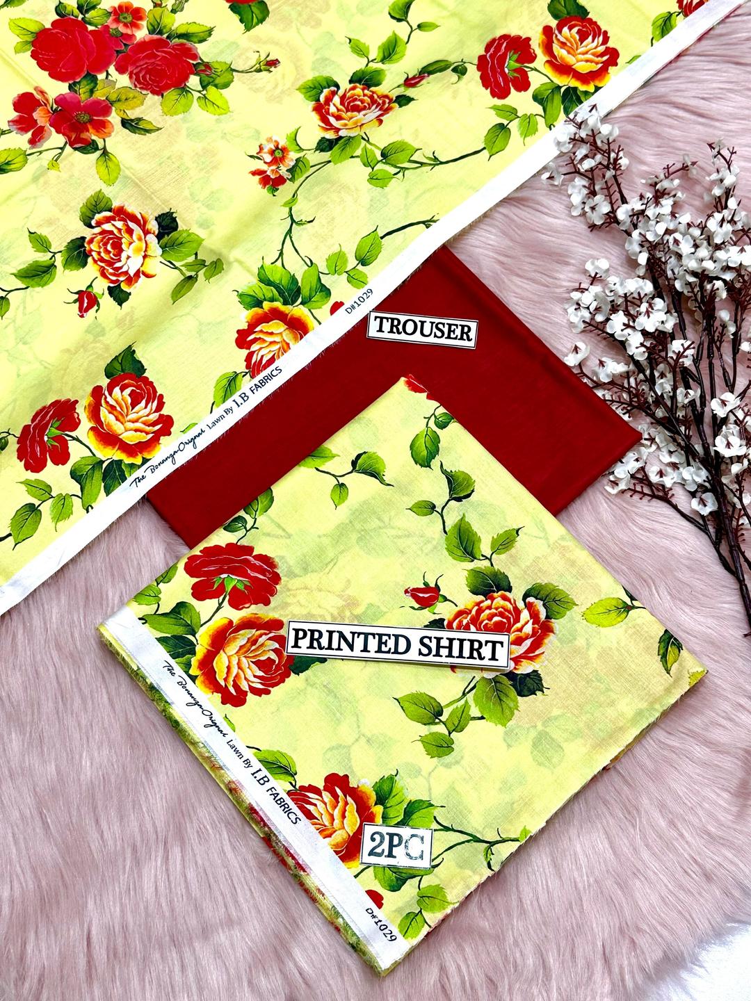 2 Pcs Women's Unstitched Digital Print Suit