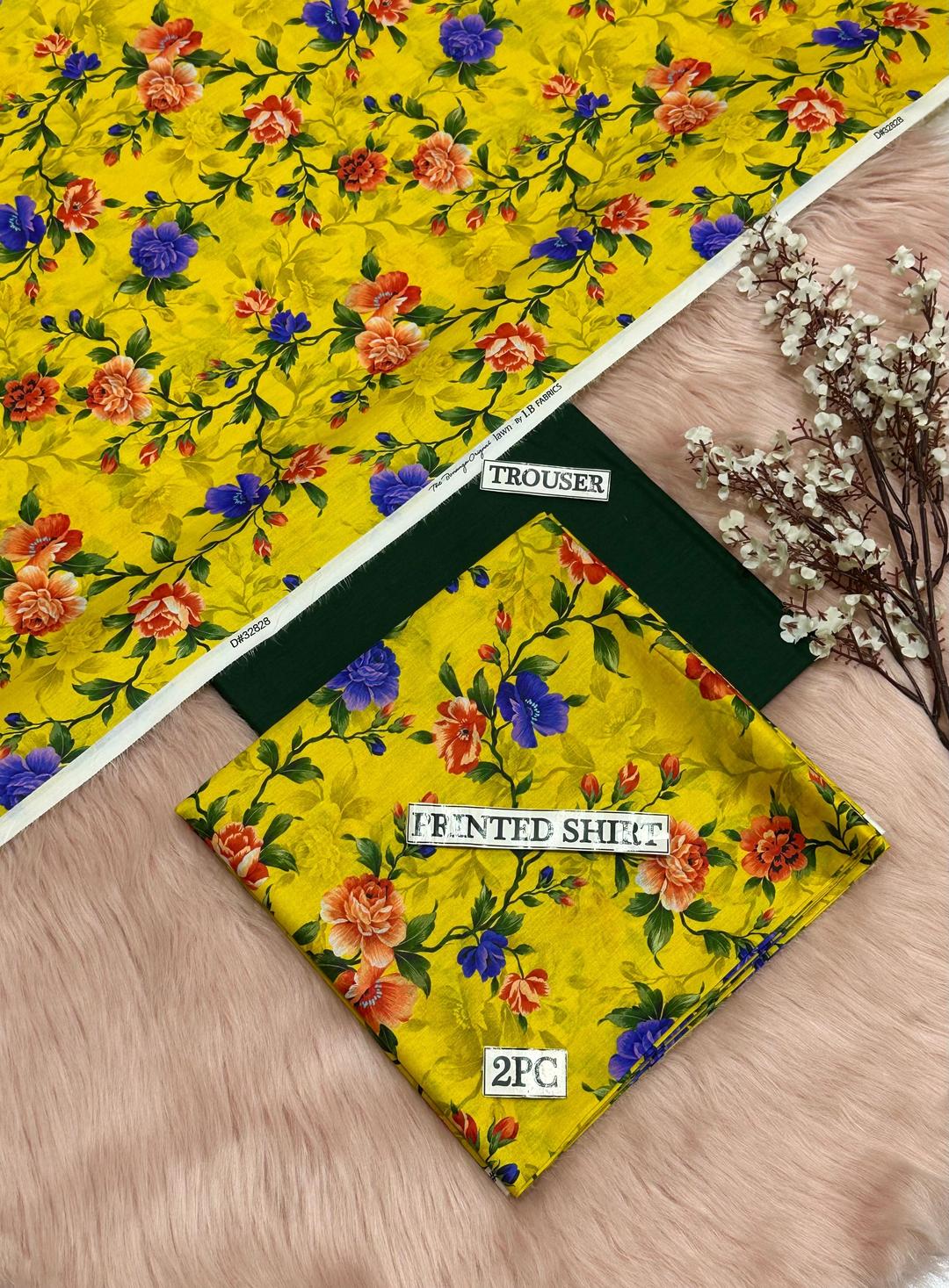 2 Pcs Women's Unstitched Digital Print Suit