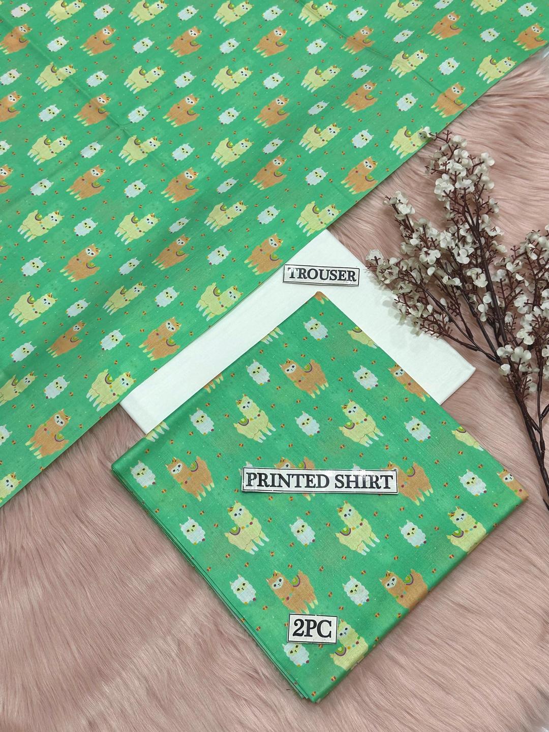 2 Pcs Women's Unstitched Digital Print Suit