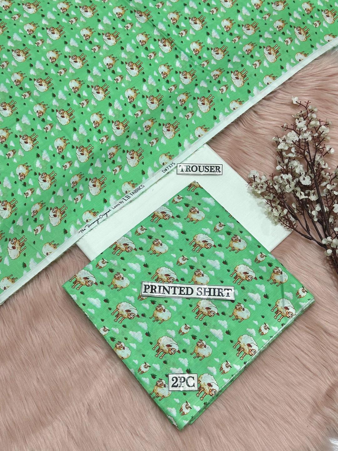 2 Pcs Women's Unstitched Digital Print Suit