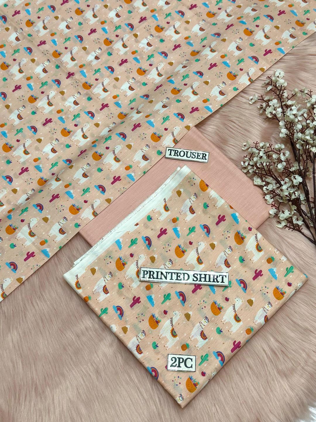 2 Pcs Women's Unstitched Digital Print Suit