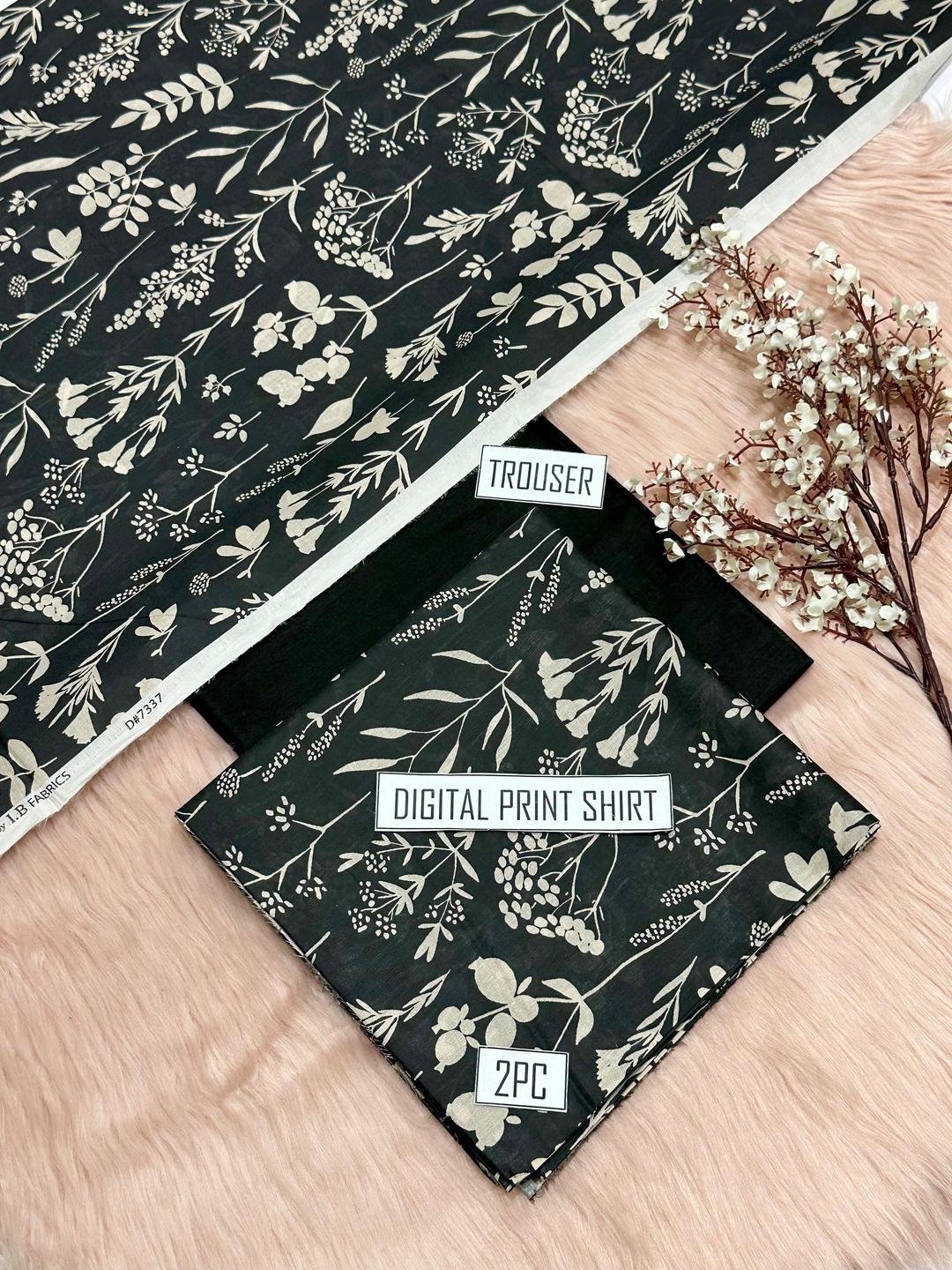 2 Pcs Women's Unstitched Digital Print Suit