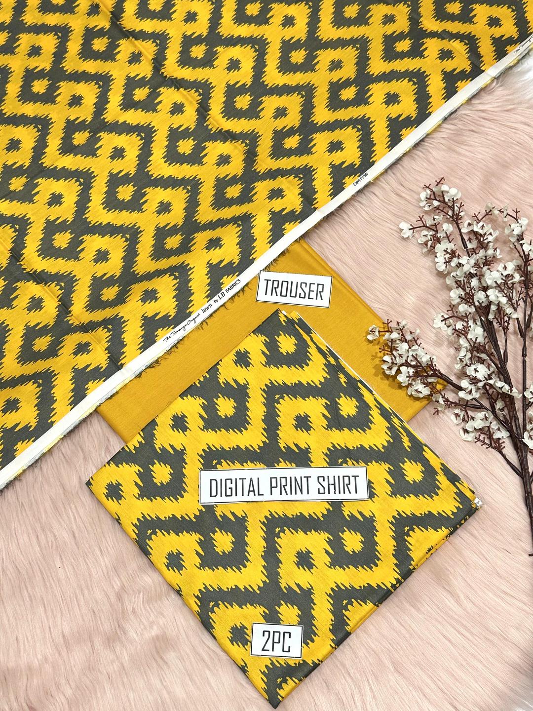 2 Pcs Women's Unstitched Digital Print Suit