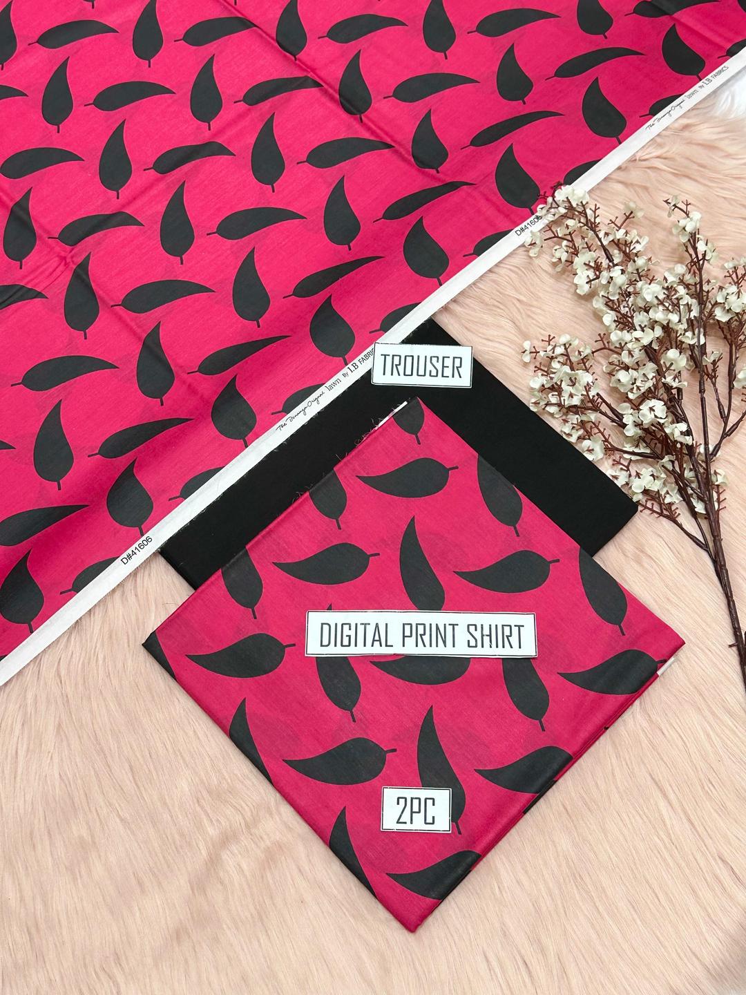 2 Pcs Women's Unstitched Digital Print Suit