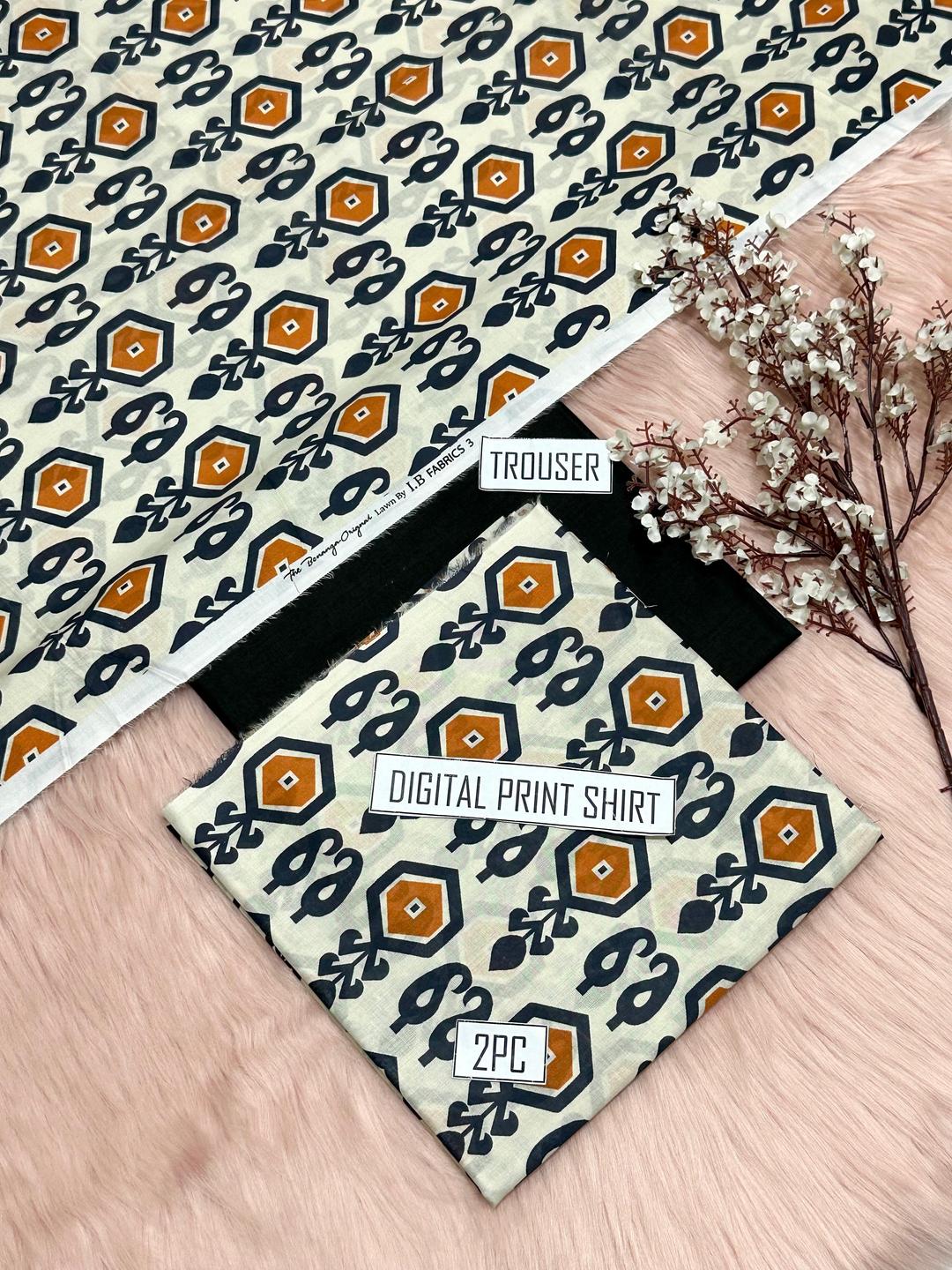 2 Pcs Women's Unstitched Digital Print Suit