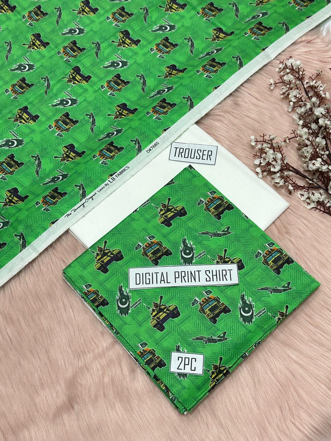 2 Pcs Women's Unstitched Digital Print Suit