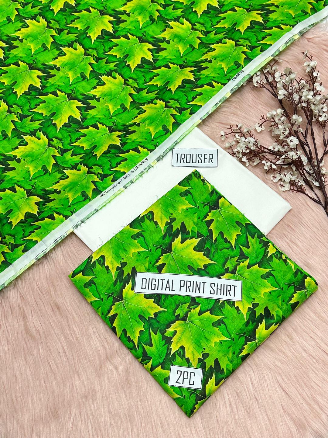 2 Pcs Women's Unstitched Digital Print Suit