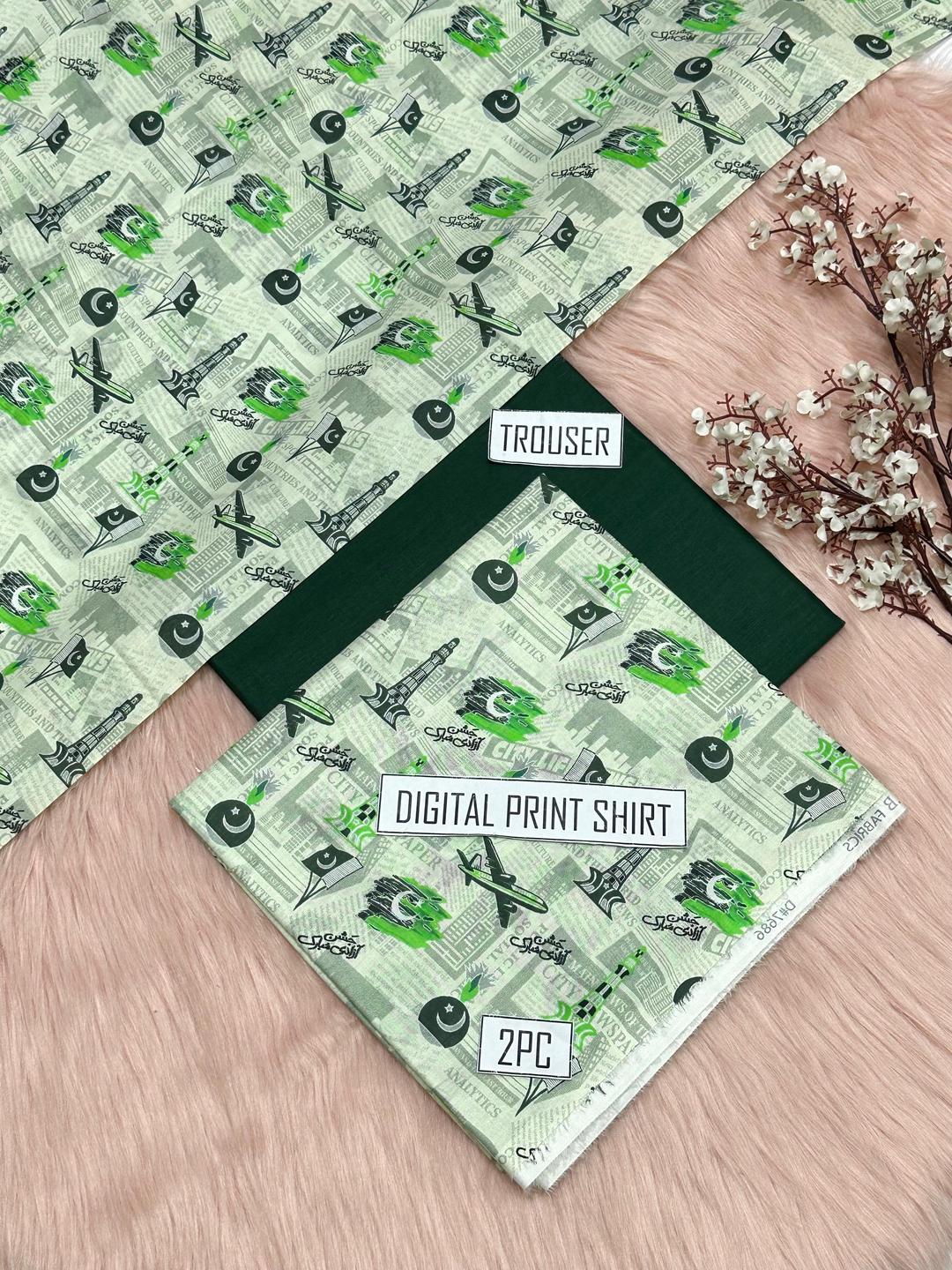 2 Pcs Women's Unstitched Digital Print Suit