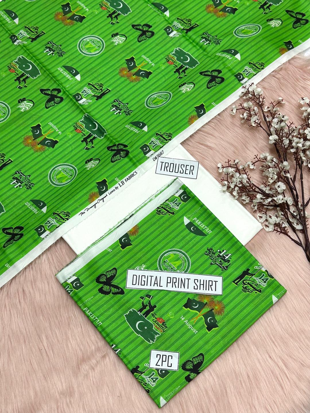 2 Pcs Women's Unstitched Digital Print Suit