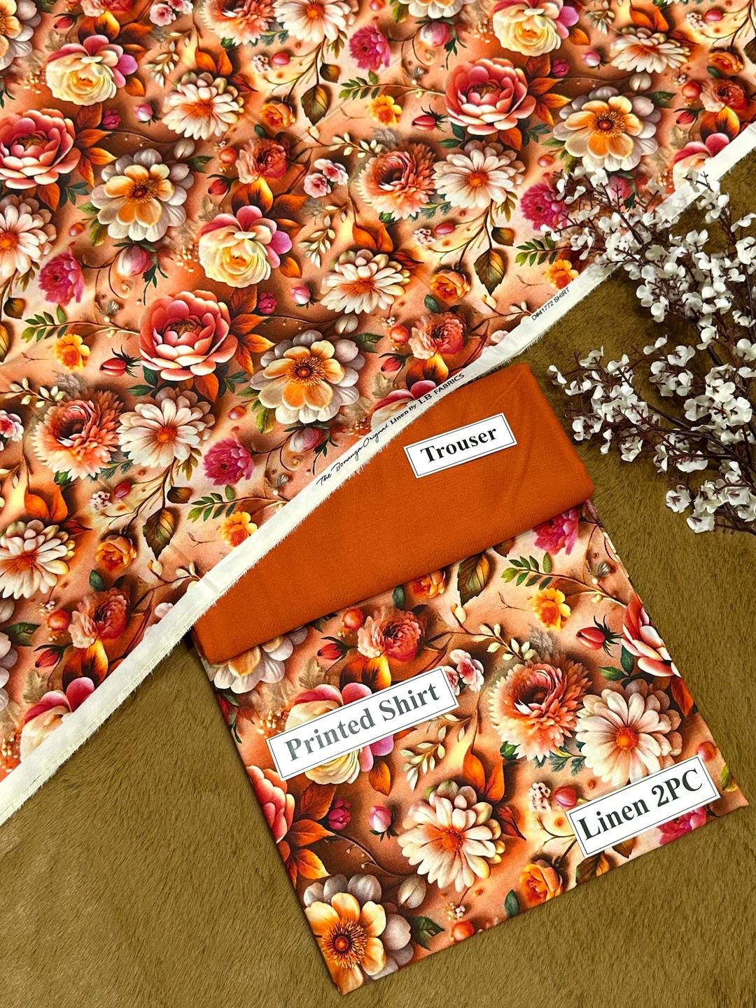 2 Pcs Women's Unstitched Printed Suit