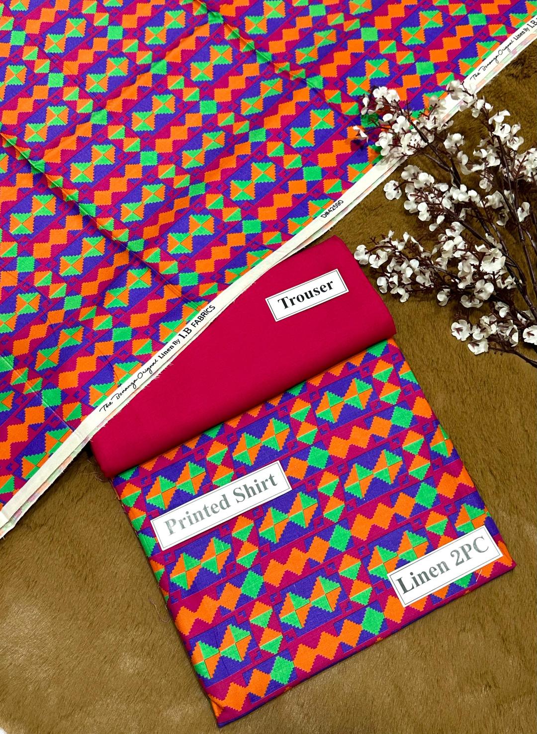 2 Pcs Women's Unstitched Printed Suit