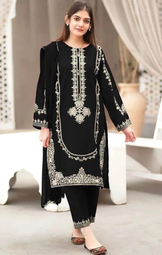 2 Pcs Women's Unstitched Embroidered Suit