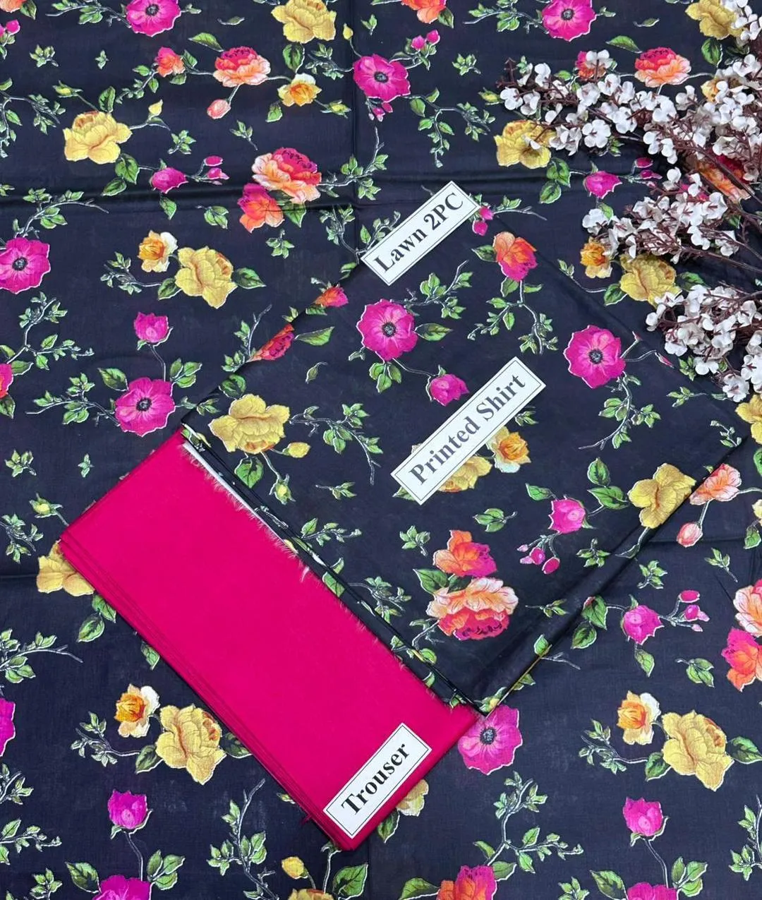 2 Pcs Women's Unstitched Digital Print Suit