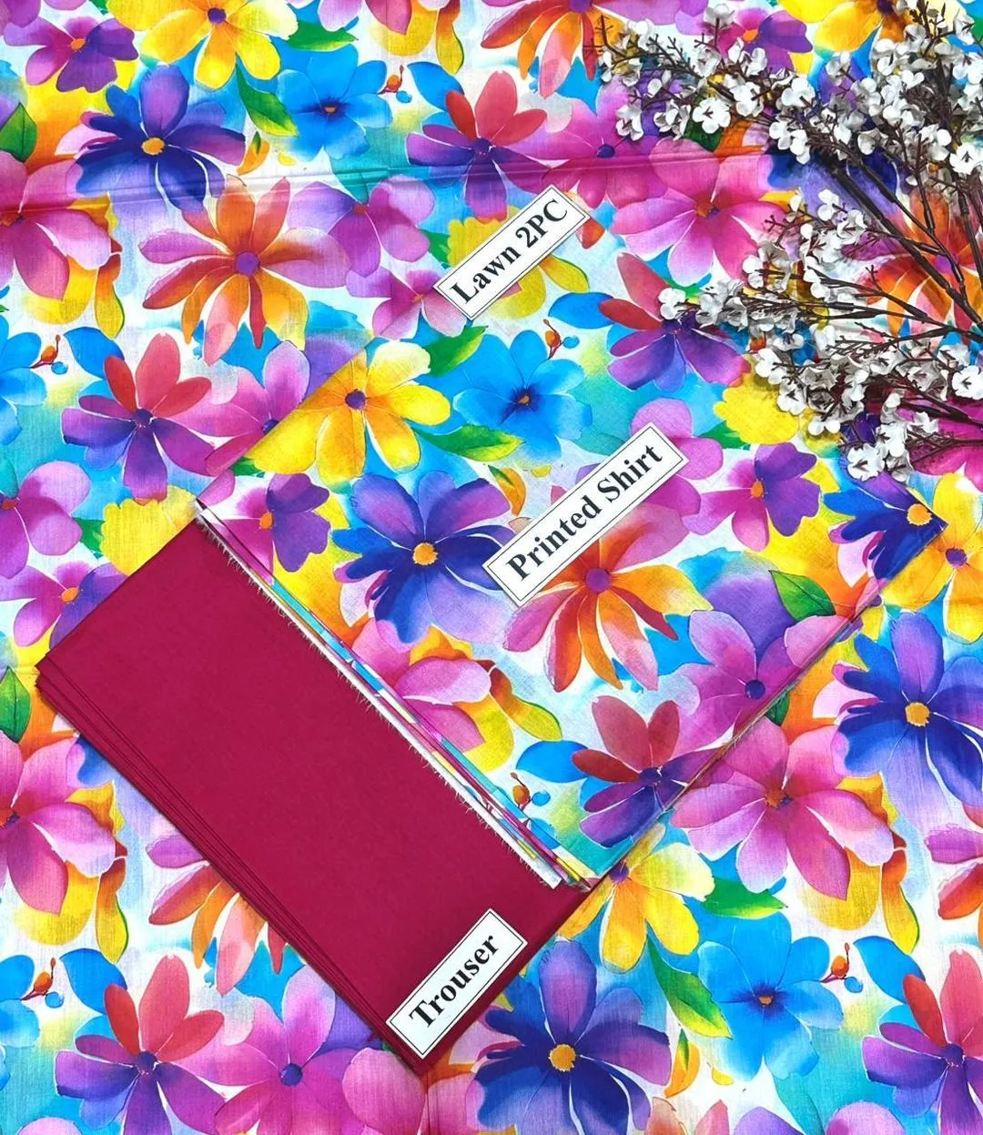 2 Pcs Women's Unstitched Digital Print Suit