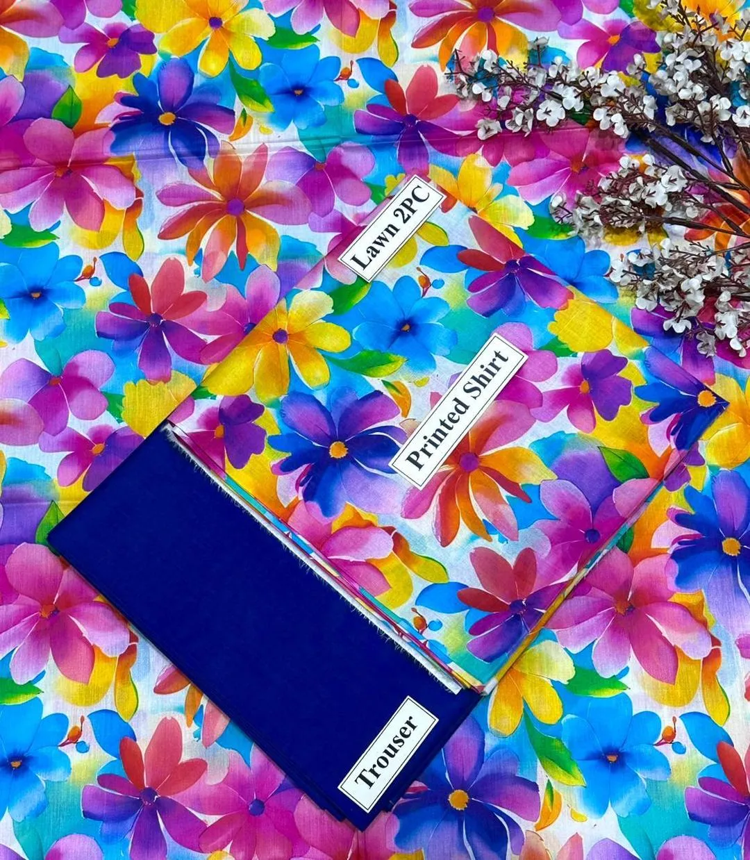 2 Pcs Women's Unstitched Digital Print Suit