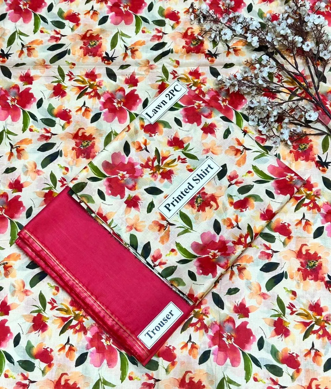 2 Pcs Women's Unstitched Digital Print Suit