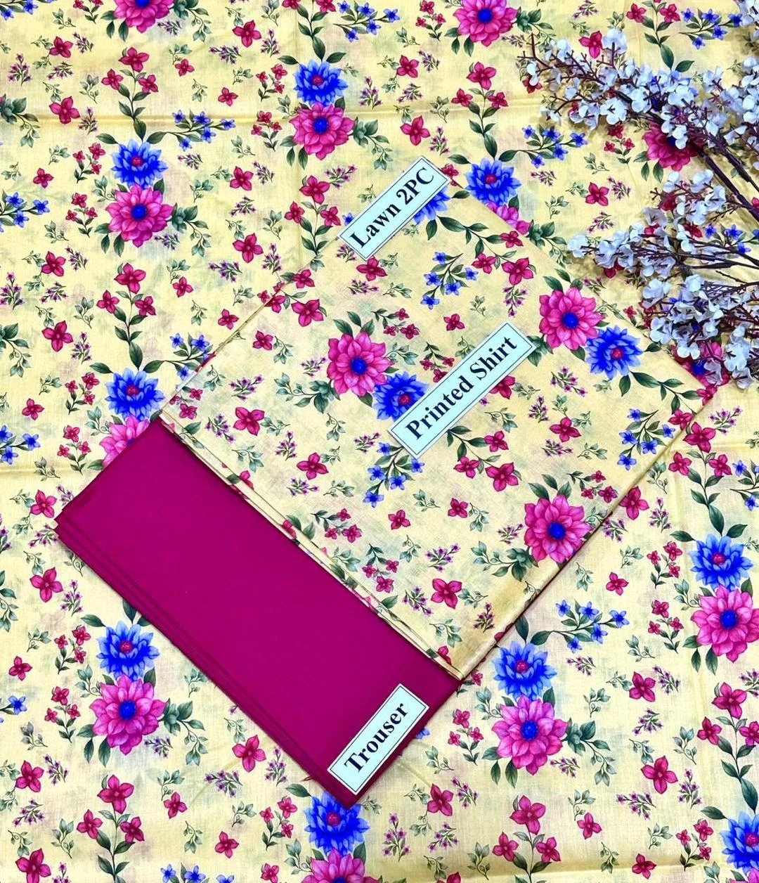 2 Pcs Women's Unstitched Digital Print Suit