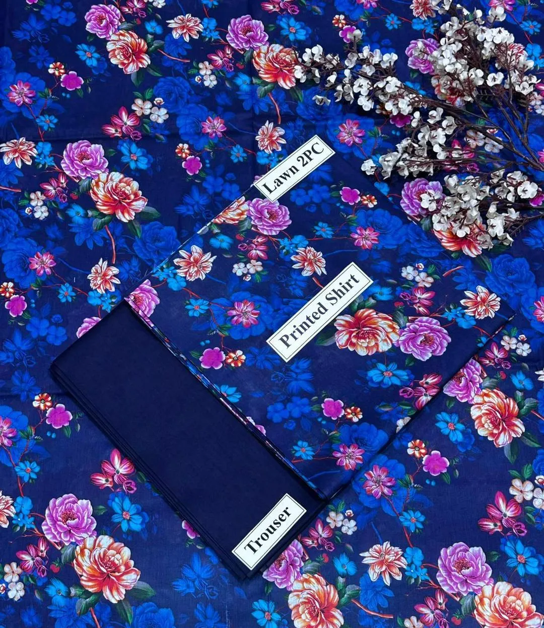 2 Pcs Women's Unstitched Digital Print Suit