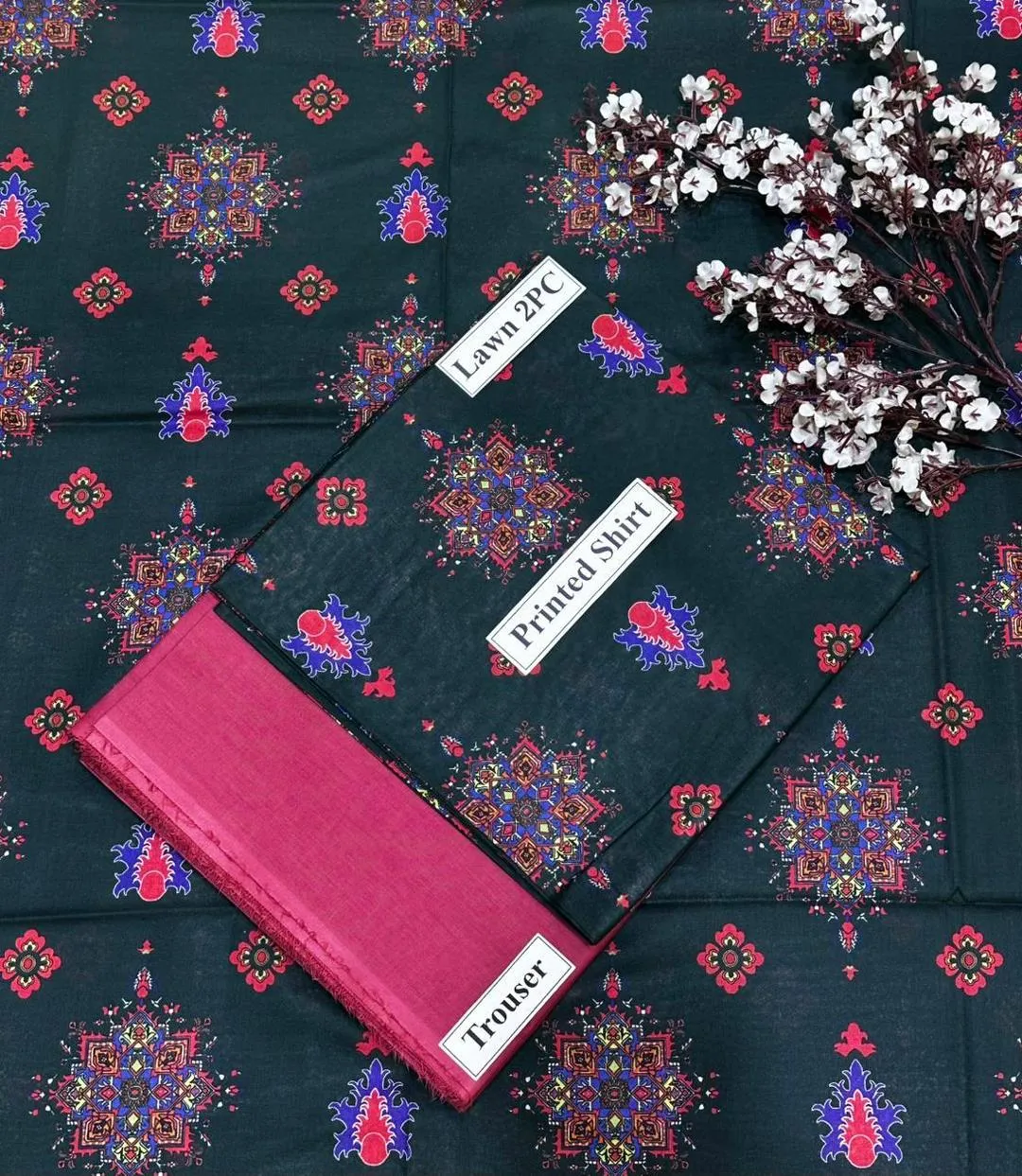 2 Pcs Women's Unstitched Digital Print Suit