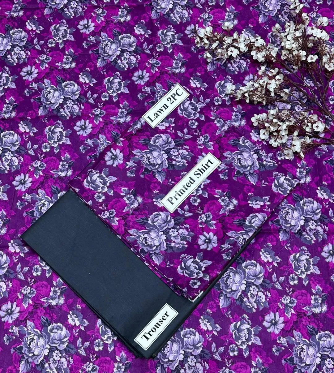 2 Pcs Women's Unstitched Digital Print Suit